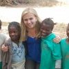 Kendall with new friends at Lifesong School in Zambia